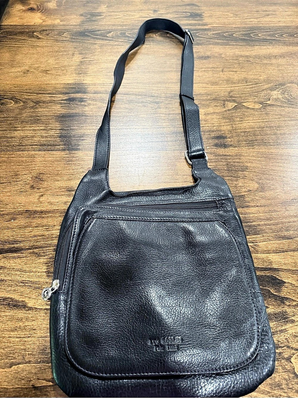 Los Robles Argentine Leather Black adjustable Crossbody Bag